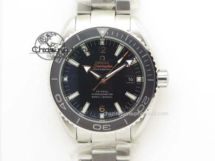 0429 Planet Ocean Master Chrono 45mm SS OM 1:1 Best Edition Black Dial Orange 12 On Rubber Strap A Durable 8169